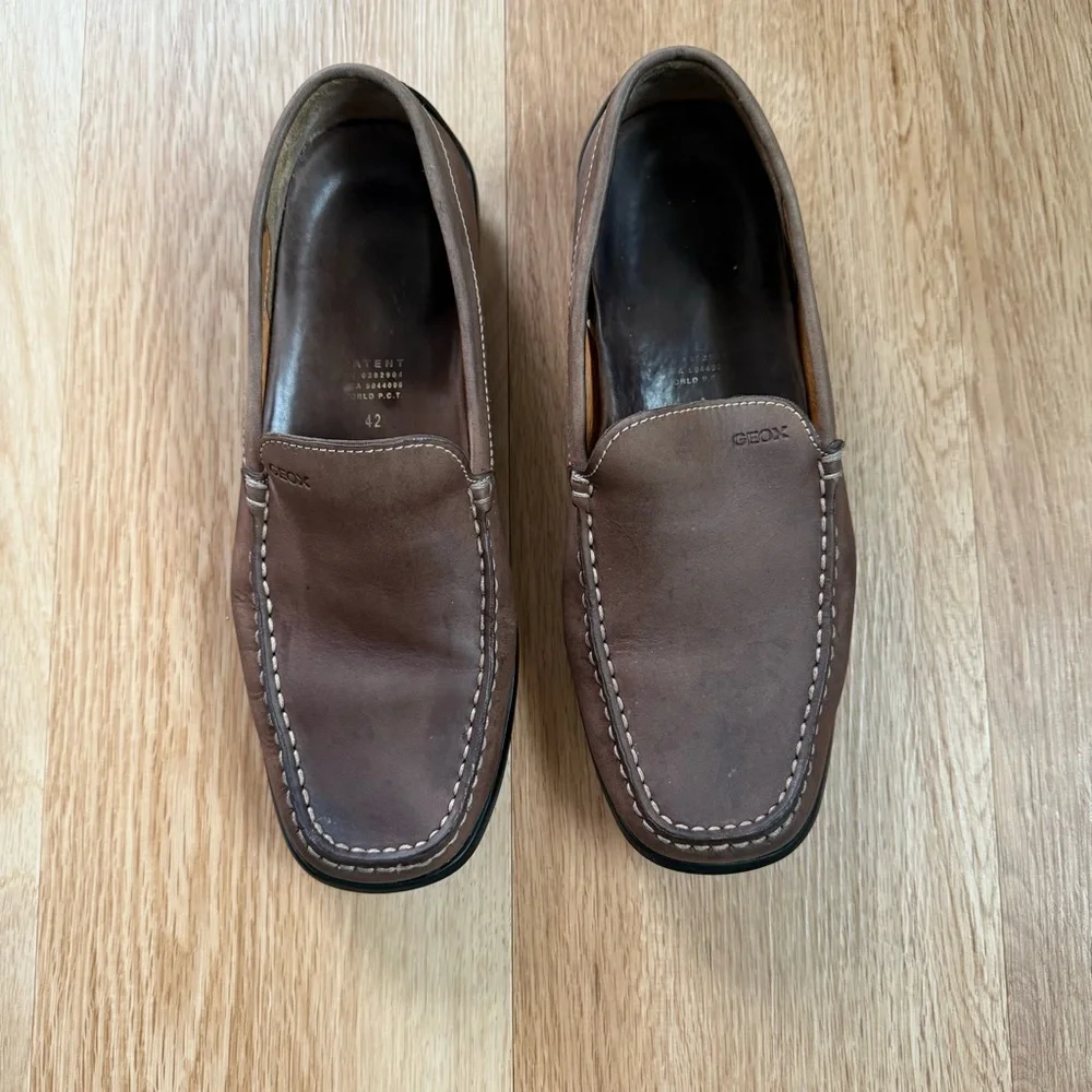 Geox Mens Slip-On Shoes Loafers Close Toe Casual Brown Leather EU 42 US 8.5-9